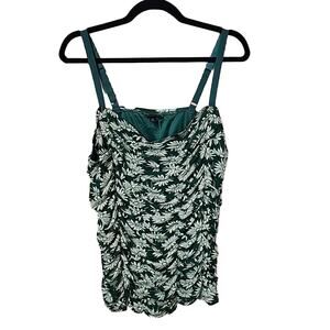 Torrid Stretch Mesh Cropped Shirred Cami Top Green Womens Plus Size 2X NWT